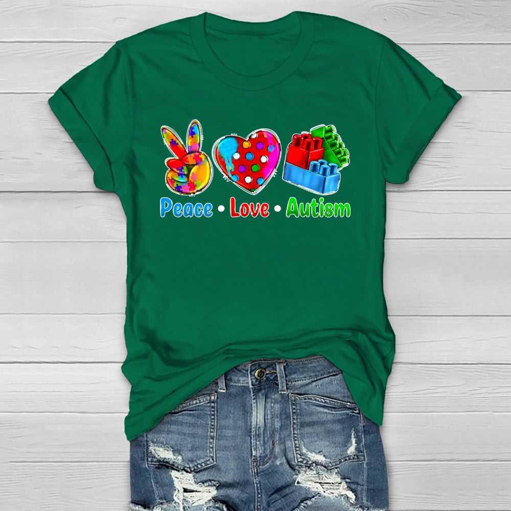 Peace Love Autism Blocks Healthwear T-shirt