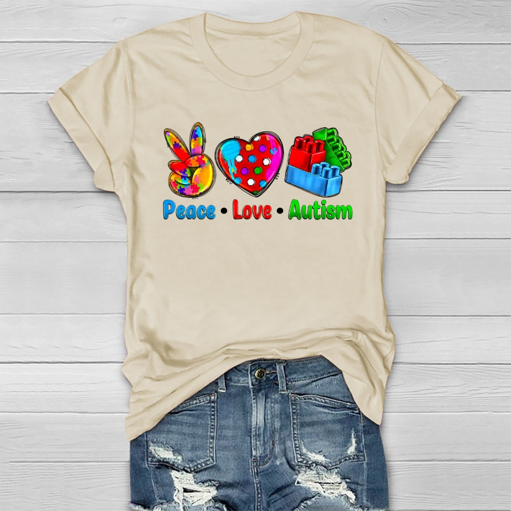 Peace Love Autism Blocks Healthwear T-shirt