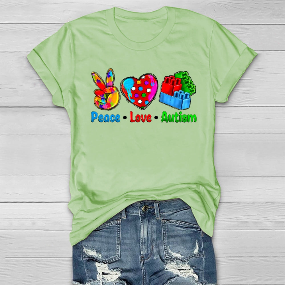 Peace Love Autism Blocks Healthwear T-shirt