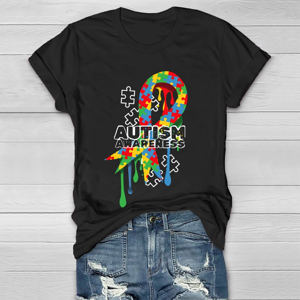 Autism Awareness Puzzle Ribbon Healthwear T-shirt