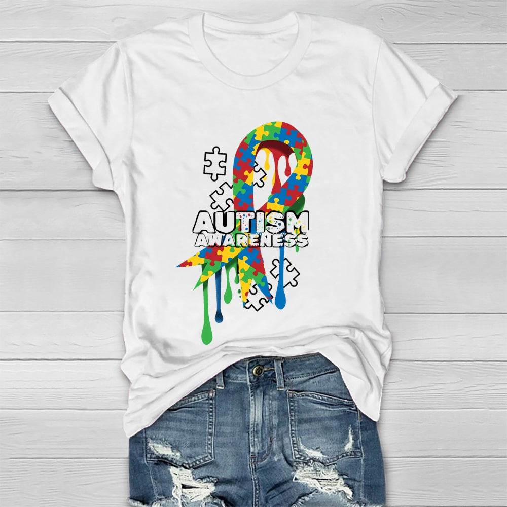Autism Awareness Puzzle Ribbon Healthwear T-shirt