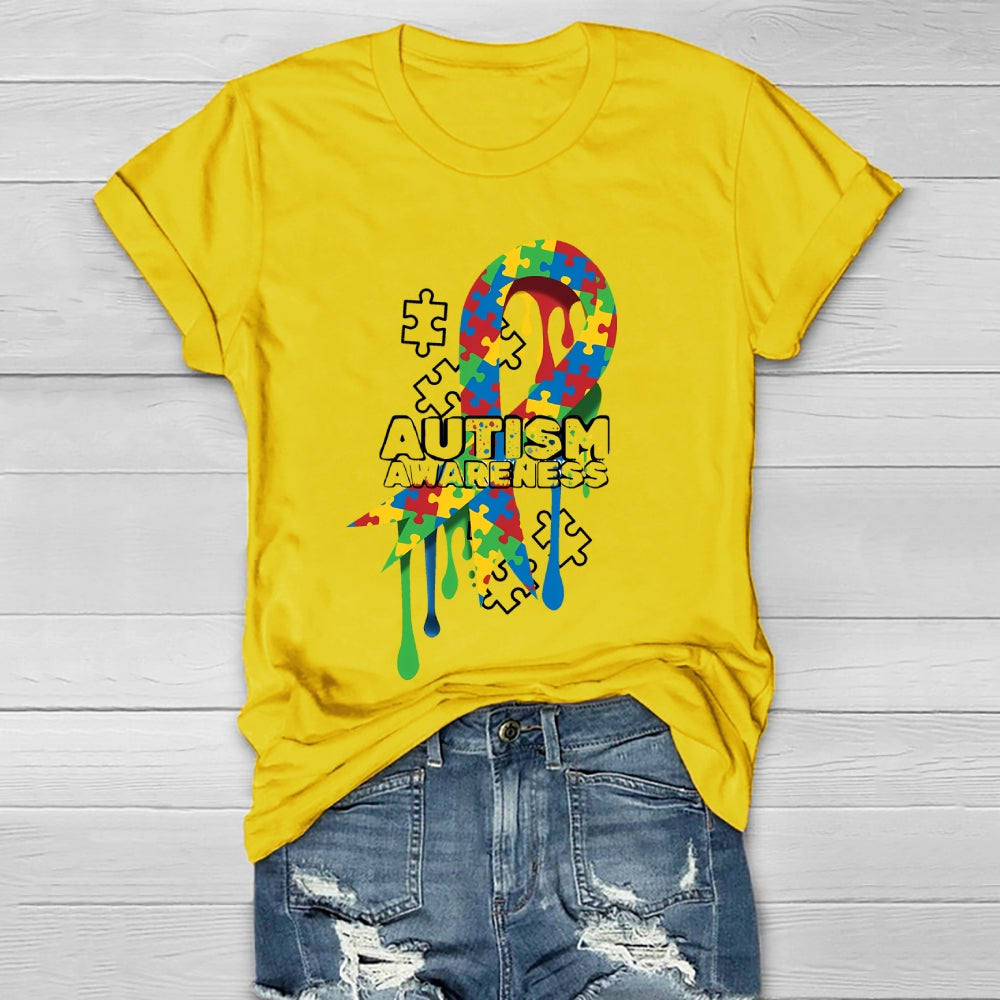 Autism Awareness Puzzle Ribbon Healthwear T-shirt