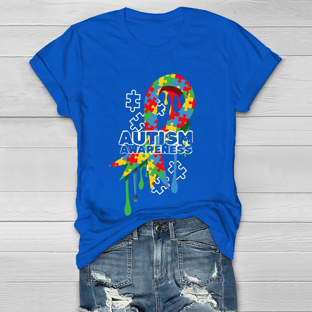 Autism Awareness Puzzle Ribbon Healthwear T-shirt