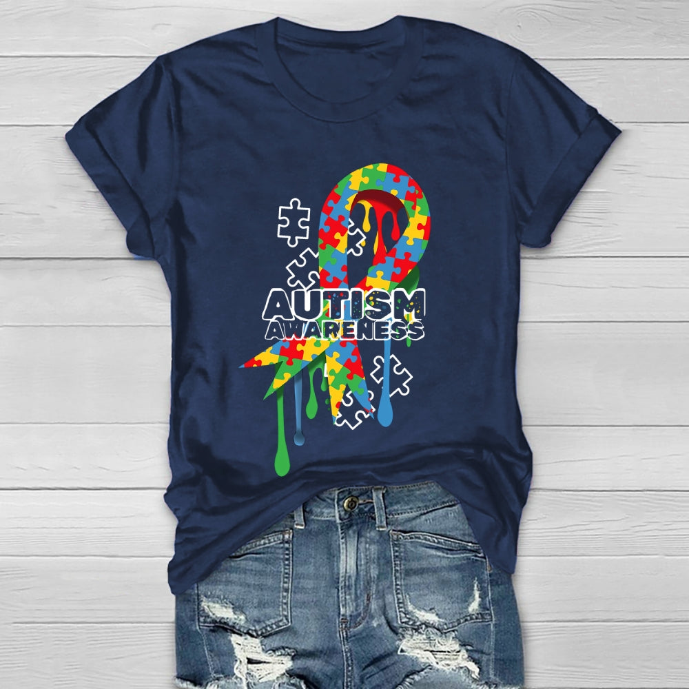 Autism Awareness Puzzle Ribbon Healthwear T-shirt