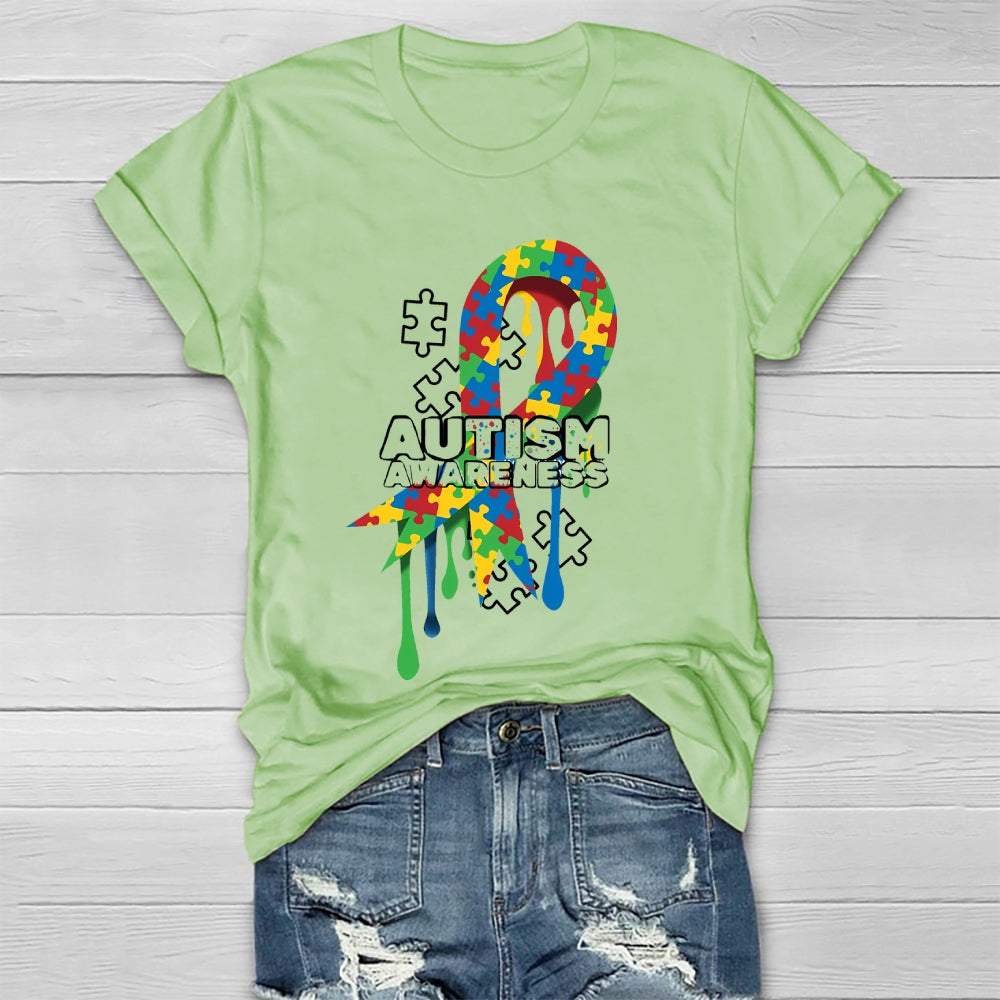 Autism Awareness Puzzle Ribbon Healthwear T-shirt