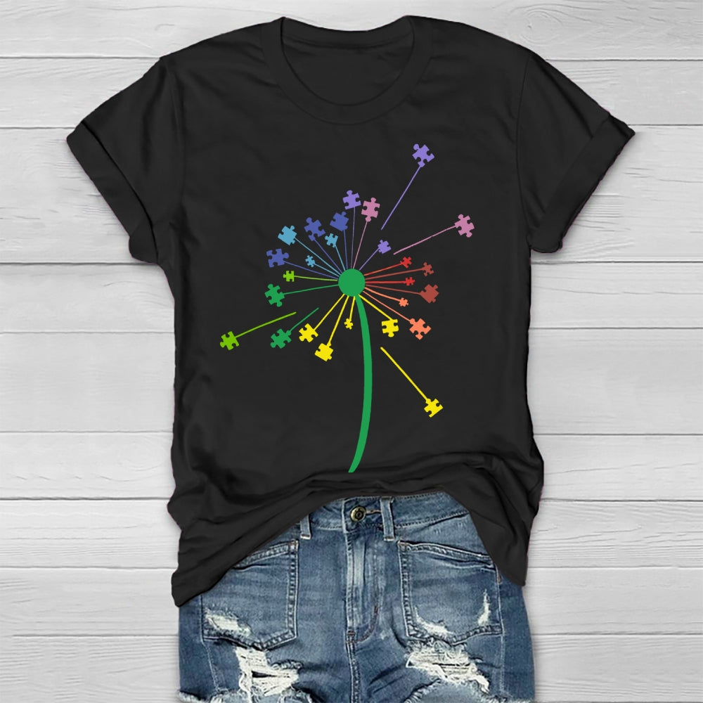 Colorful Puzzle Dandelion Autism Healthwear T-shirt