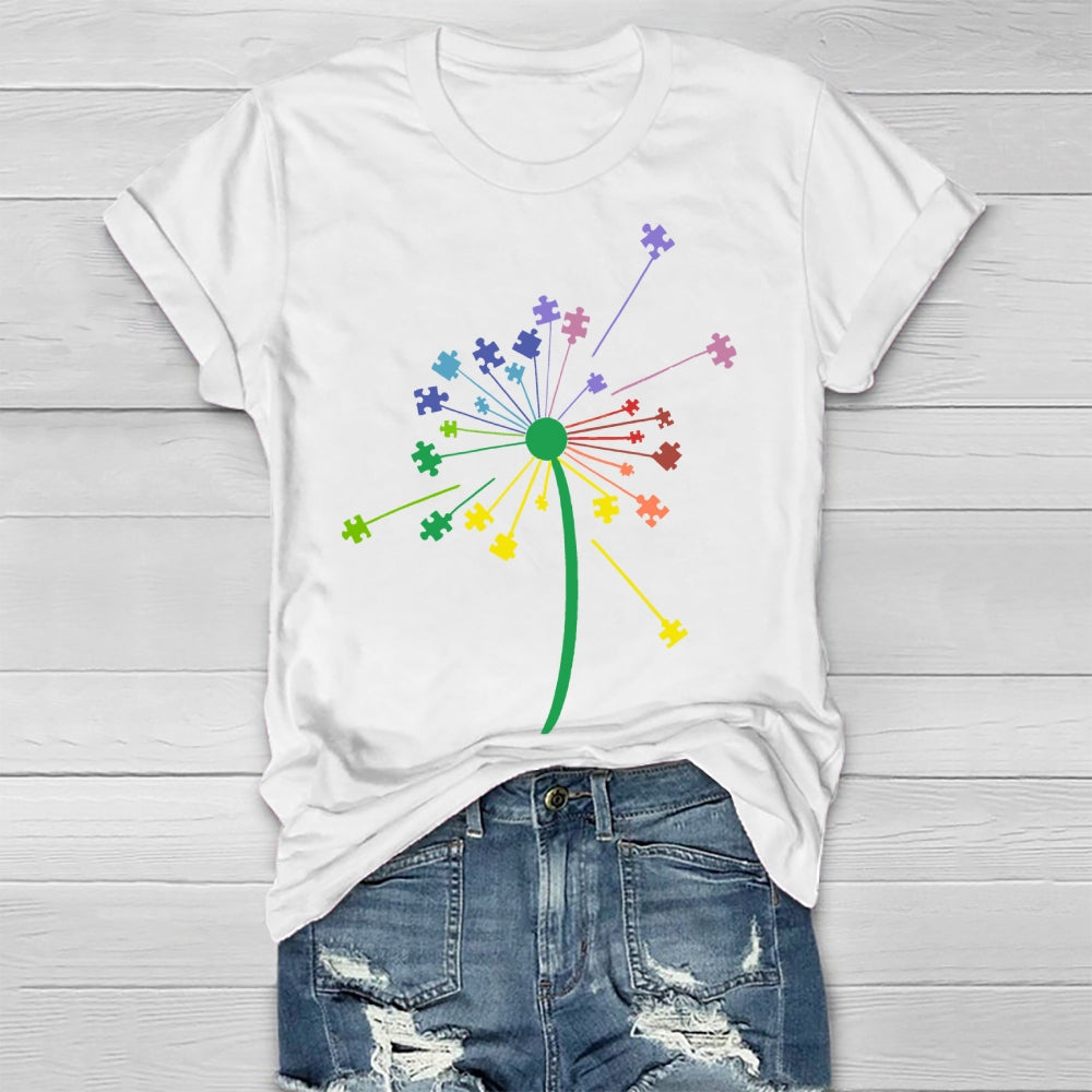Colorful Puzzle Dandelion Autism Healthwear T-shirt
