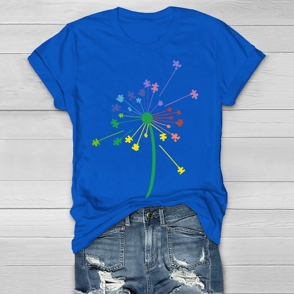 Colorful Puzzle Dandelion Autism Healthwear T-shirt