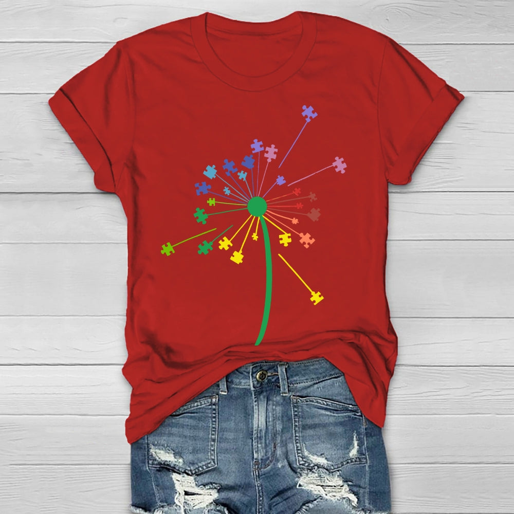 Colorful Puzzle Dandelion Autism Healthwear T-shirt