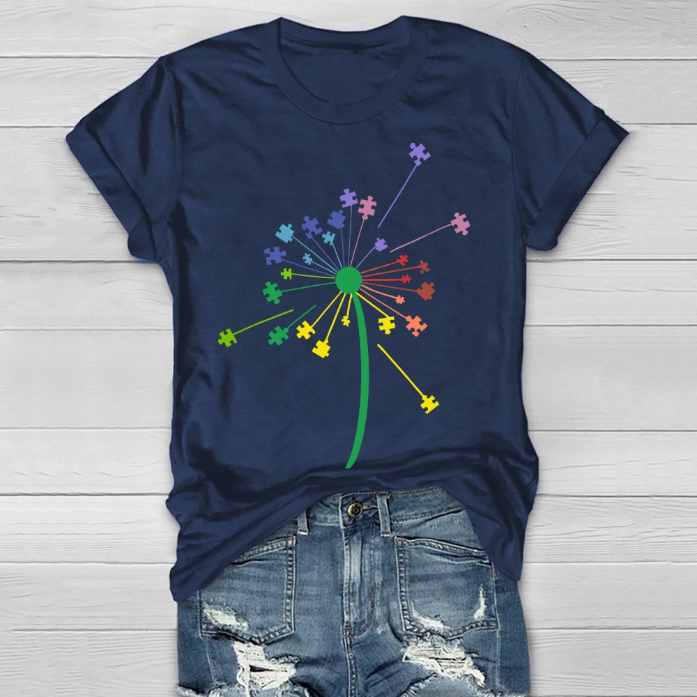 Colorful Puzzle Dandelion Autism Healthwear T-shirt