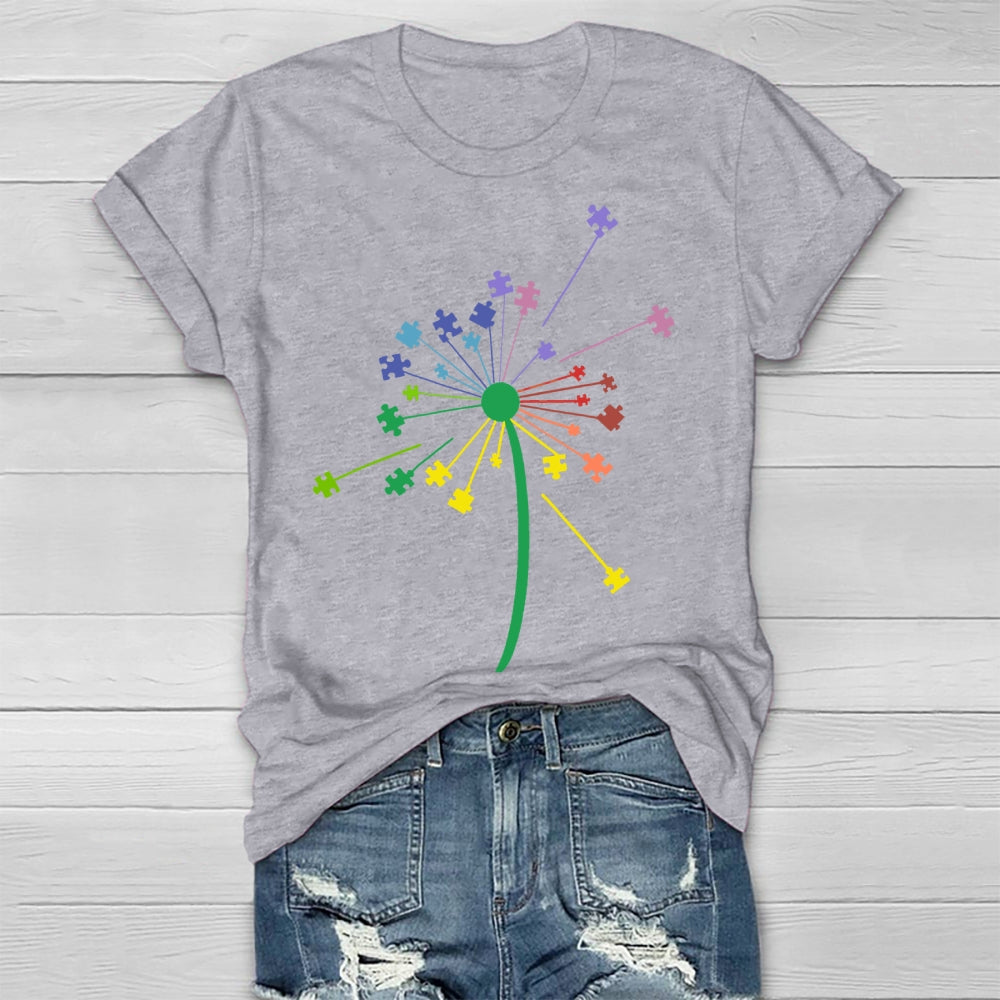 Colorful Puzzle Dandelion Autism Healthwear T-shirt