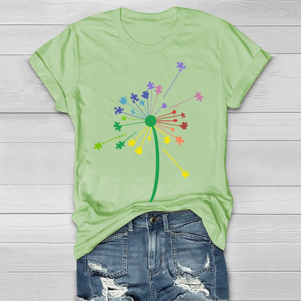 Colorful Puzzle Dandelion Autism Healthwear T-shirt
