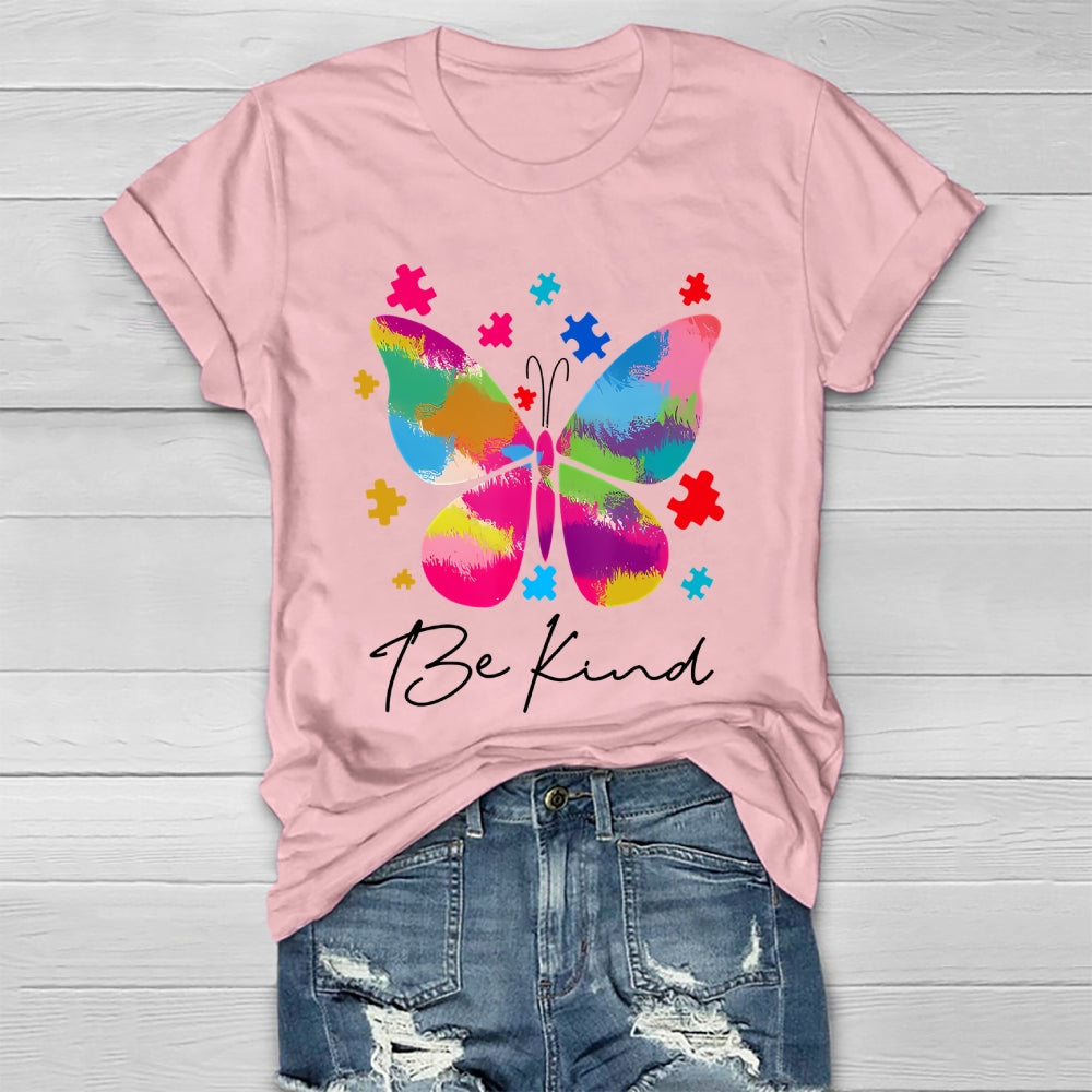 Be Kind Colorful Butterfly Puzzle Healthwear T-shirt