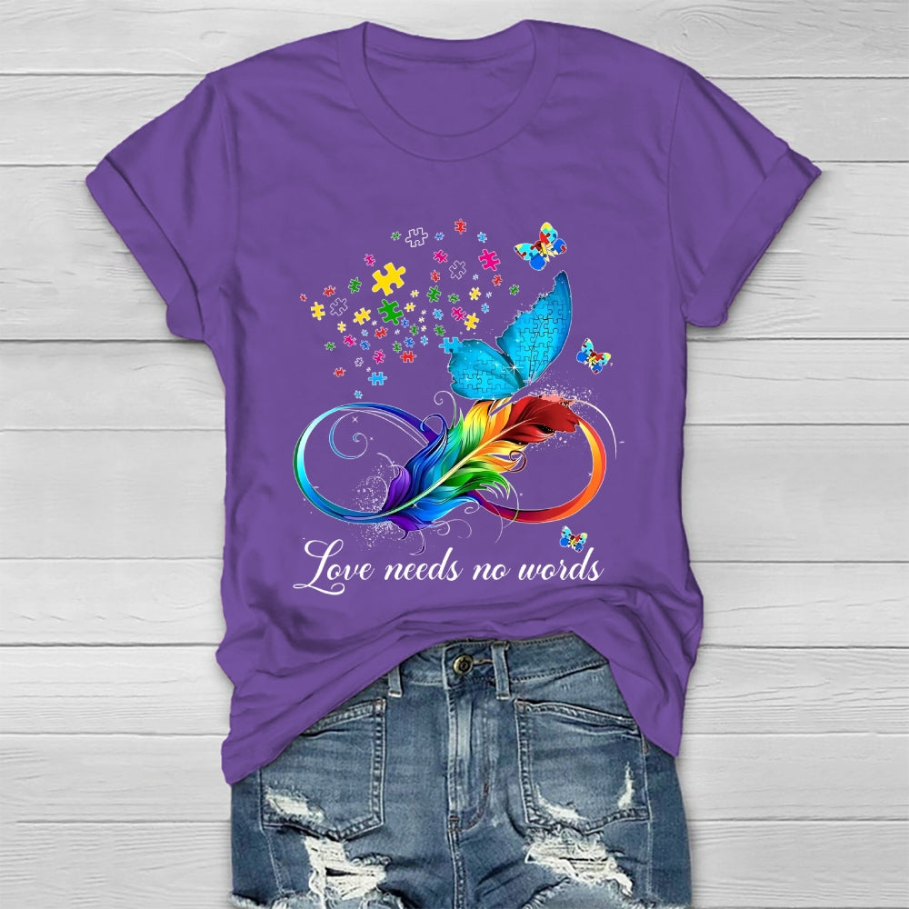 Love Needs No Words Feather Butterfly Healthwear T-shirt