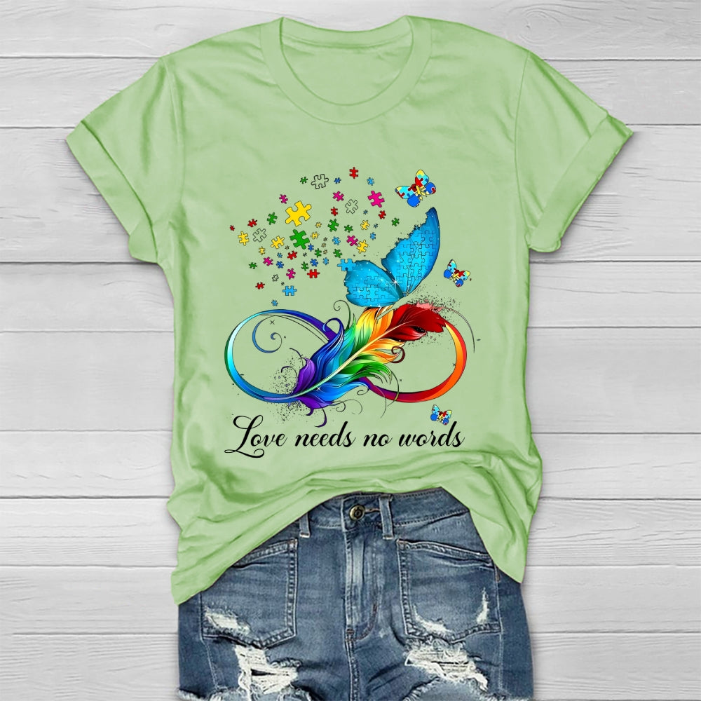 Love Needs No Words Feather Butterfly Healthwear T-shirt