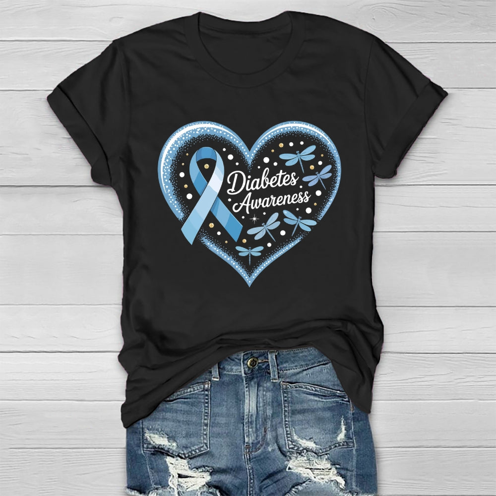 Diabetes Awareness Blue Ribbon Healthwear T-shirt