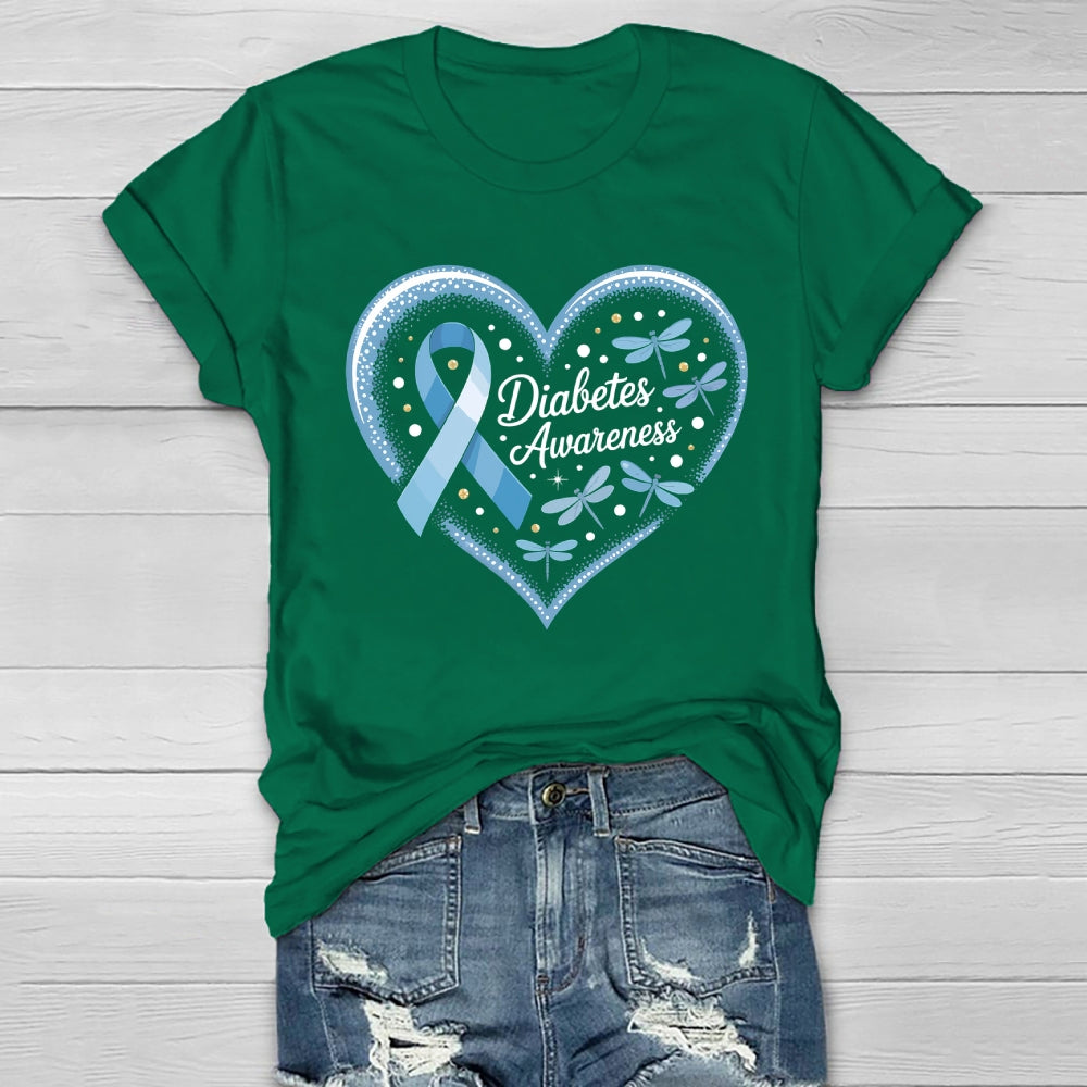 Diabetes Awareness Blue Ribbon Healthwear T-shirt