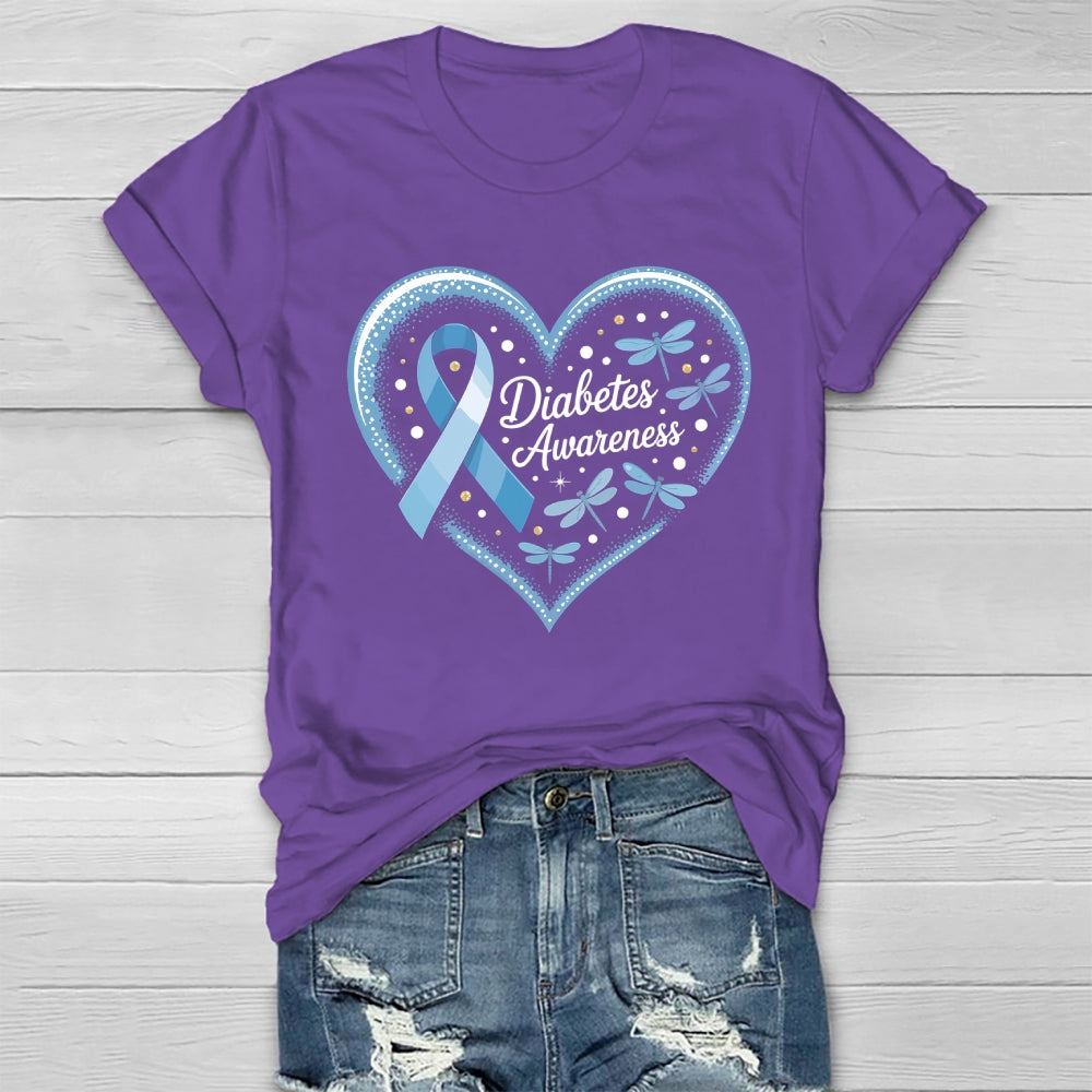 Diabetes Awareness Blue Ribbon Healthwear T-shirt