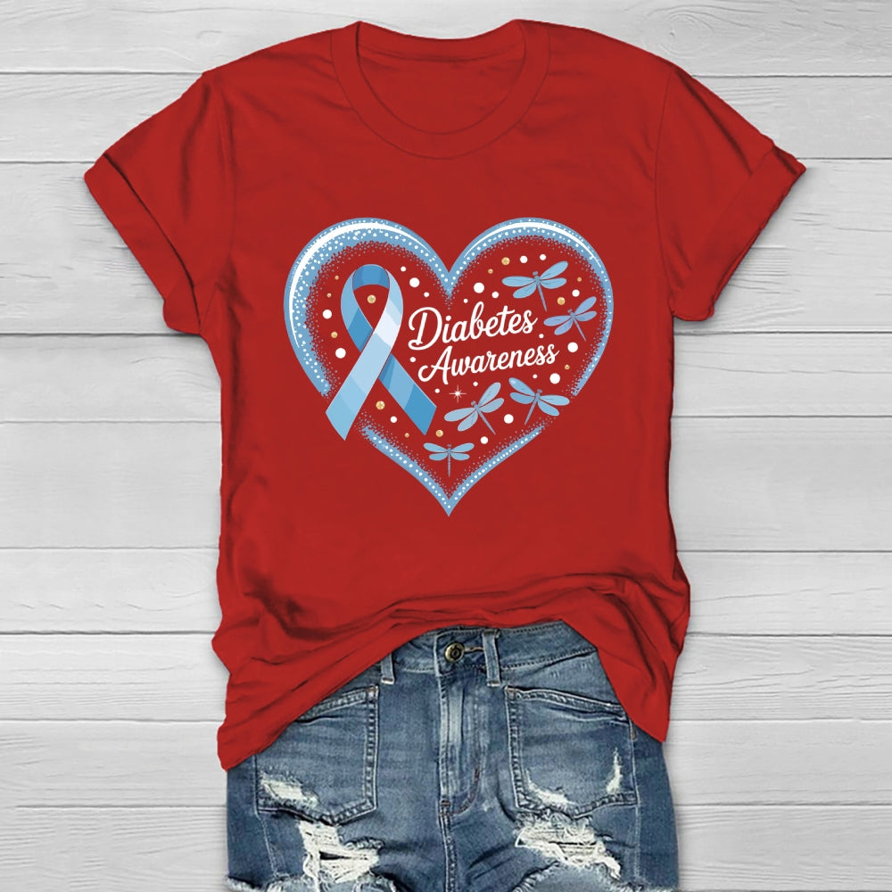Diabetes Awareness Blue Ribbon Healthwear T-shirt