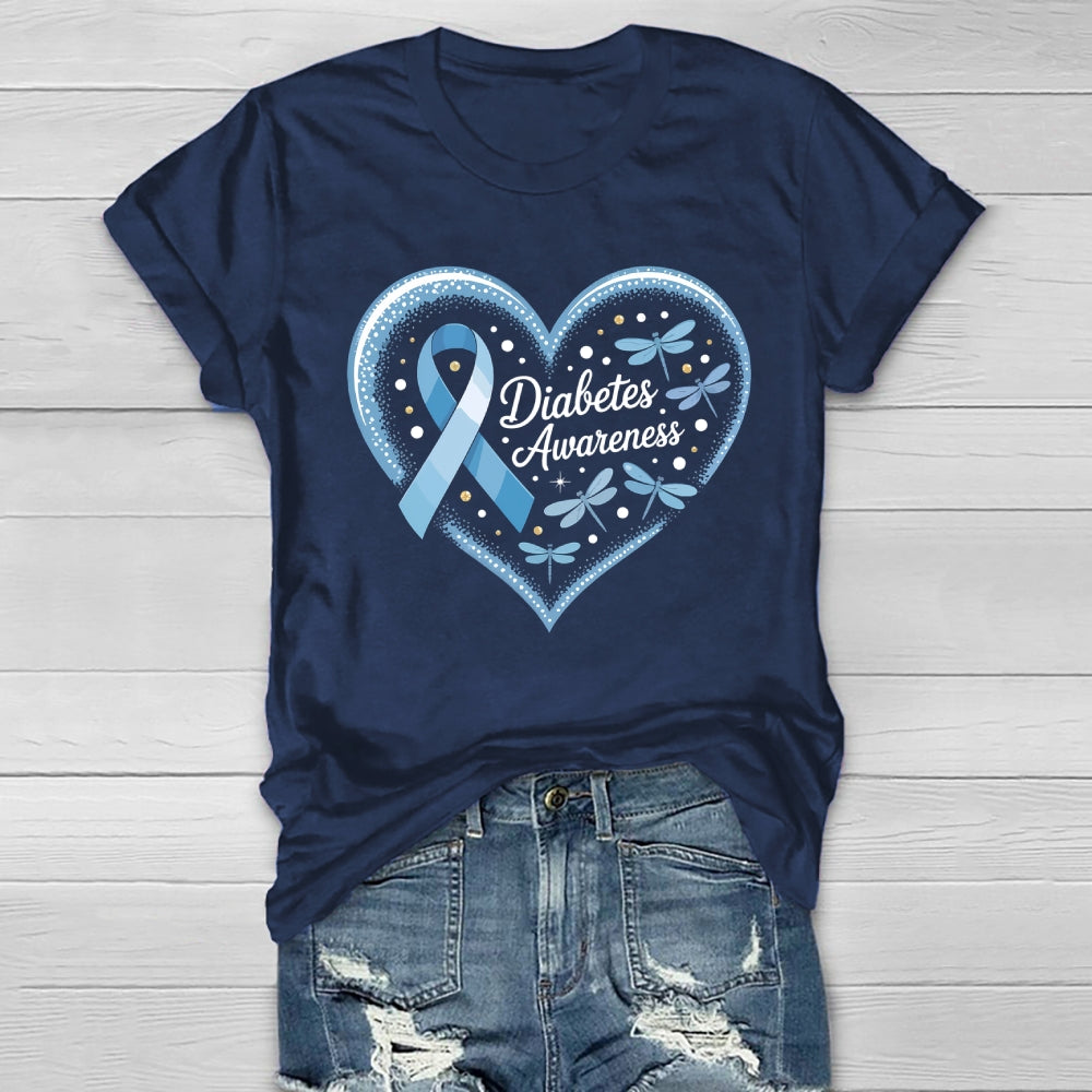 Diabetes Awareness Blue Ribbon Healthwear T-shirt