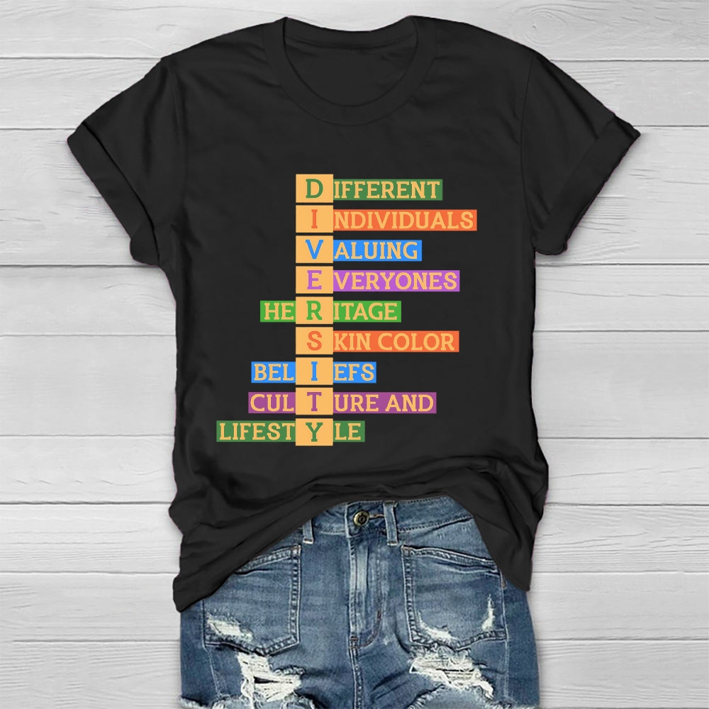 Diversity Different Individuals Valuing Healthwear T-shirt