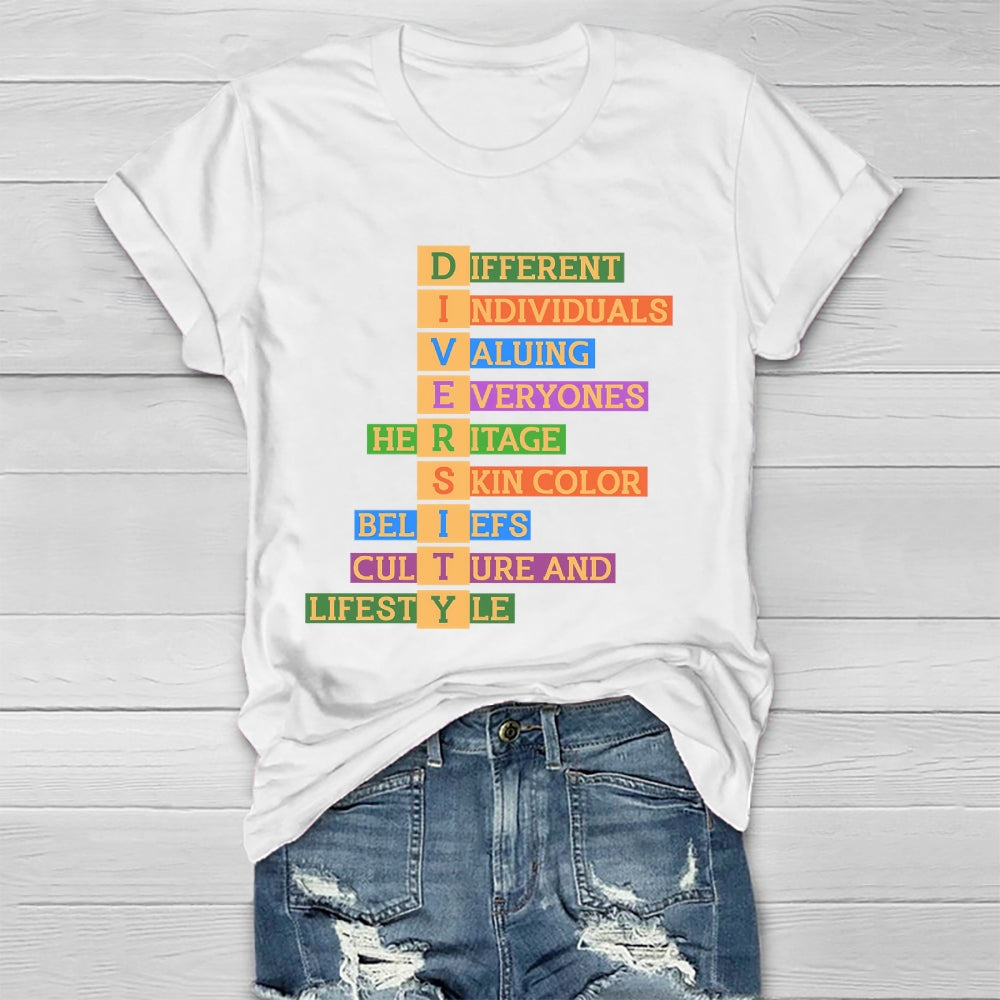 Diversity Different Individuals Valuing Healthwear T-shirt