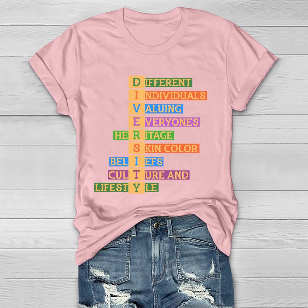 Diversity Different Individuals Valuing Healthwear T-shirt