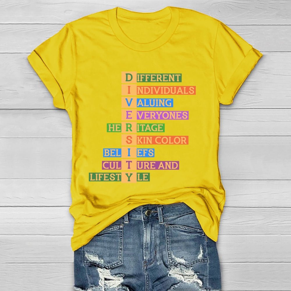 Diversity Different Individuals Valuing Healthwear T-shirt