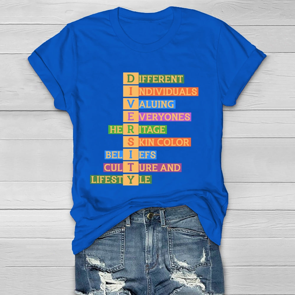 Diversity Different Individuals Valuing Healthwear T-shirt