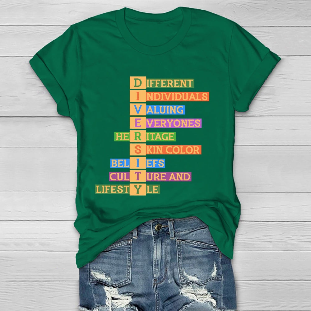 Diversity Different Individuals Valuing Healthwear T-shirt