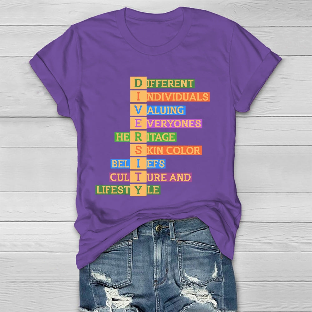 Diversity Different Individuals Valuing Healthwear T-shirt