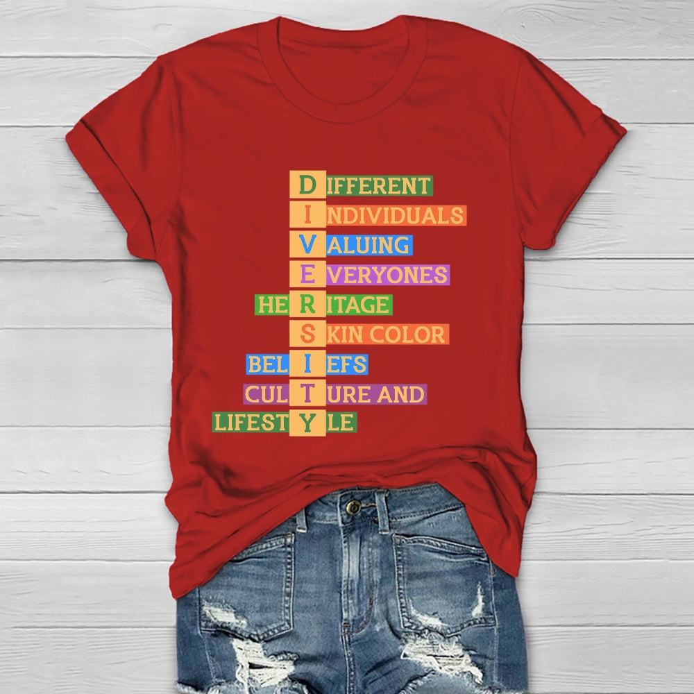 Diversity Different Individuals Valuing Healthwear T-shirt