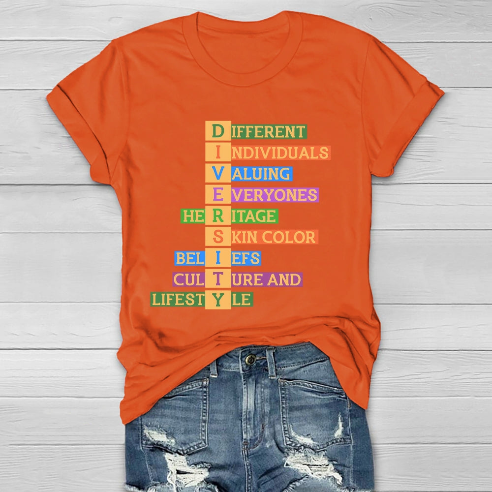 Diversity Different Individuals Valuing Healthwear T-shirt