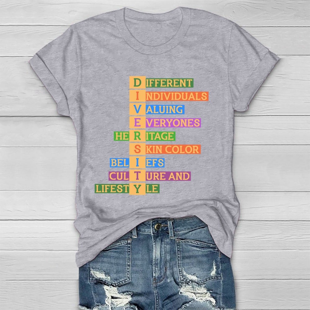 Diversity Different Individuals Valuing Healthwear T-shirt