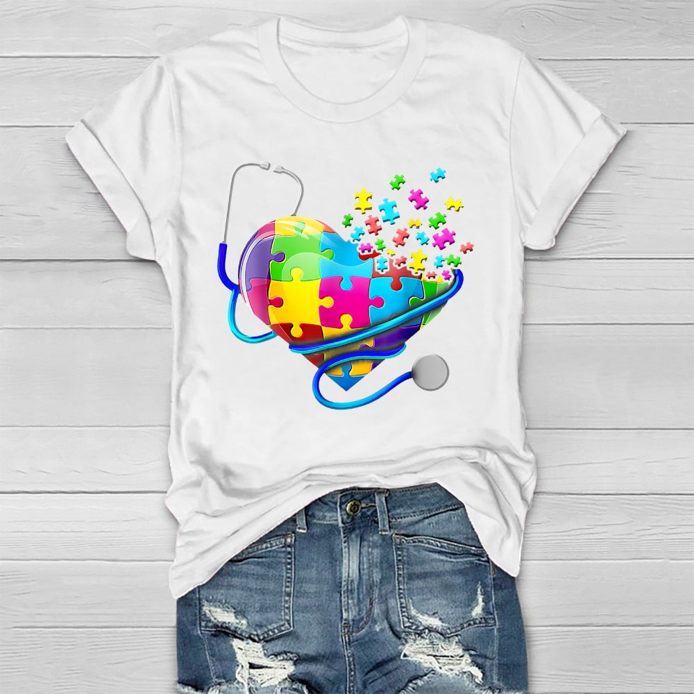 Stethoscope Heart Puzzle Healthwear T-shirt