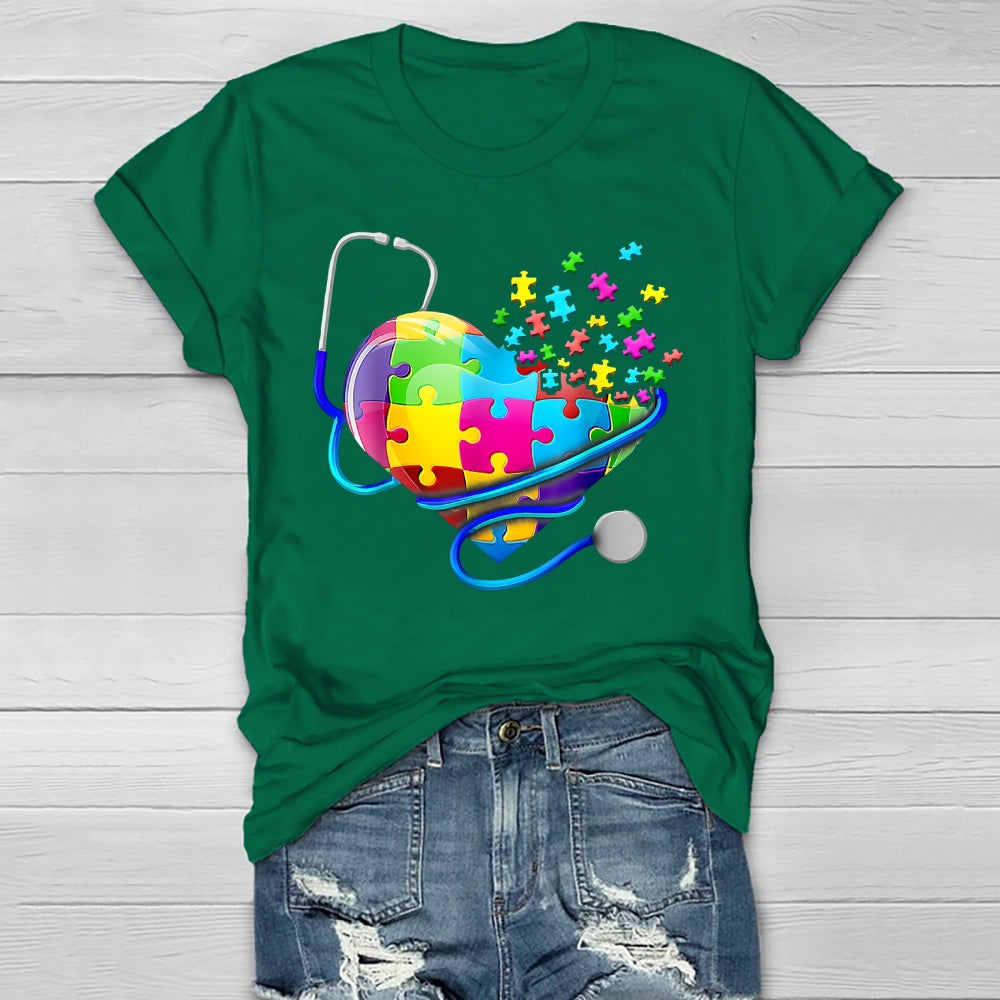 Stethoscope Heart Puzzle Healthwear T-shirt