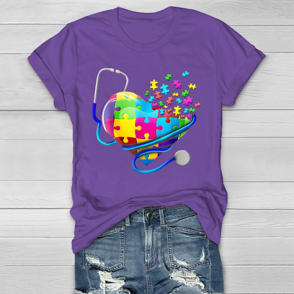Stethoscope Heart Puzzle Healthwear T-shirt