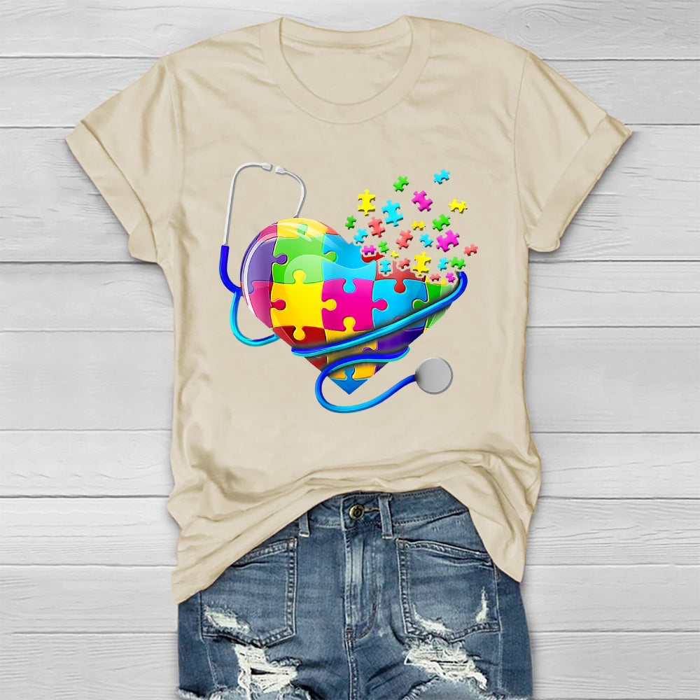 Stethoscope Heart Puzzle Healthwear T-shirt