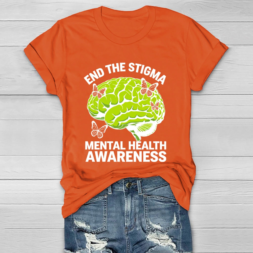 End The Stigma Mental Health Matters Mental Awareness Healthwear T-shirt
