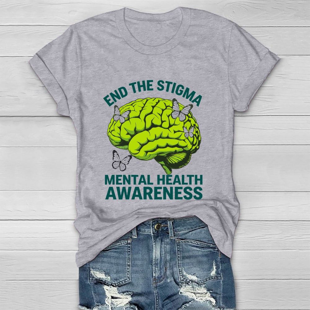 End The Stigma Mental Health Matters Mental Awareness Healthwear T-shirt