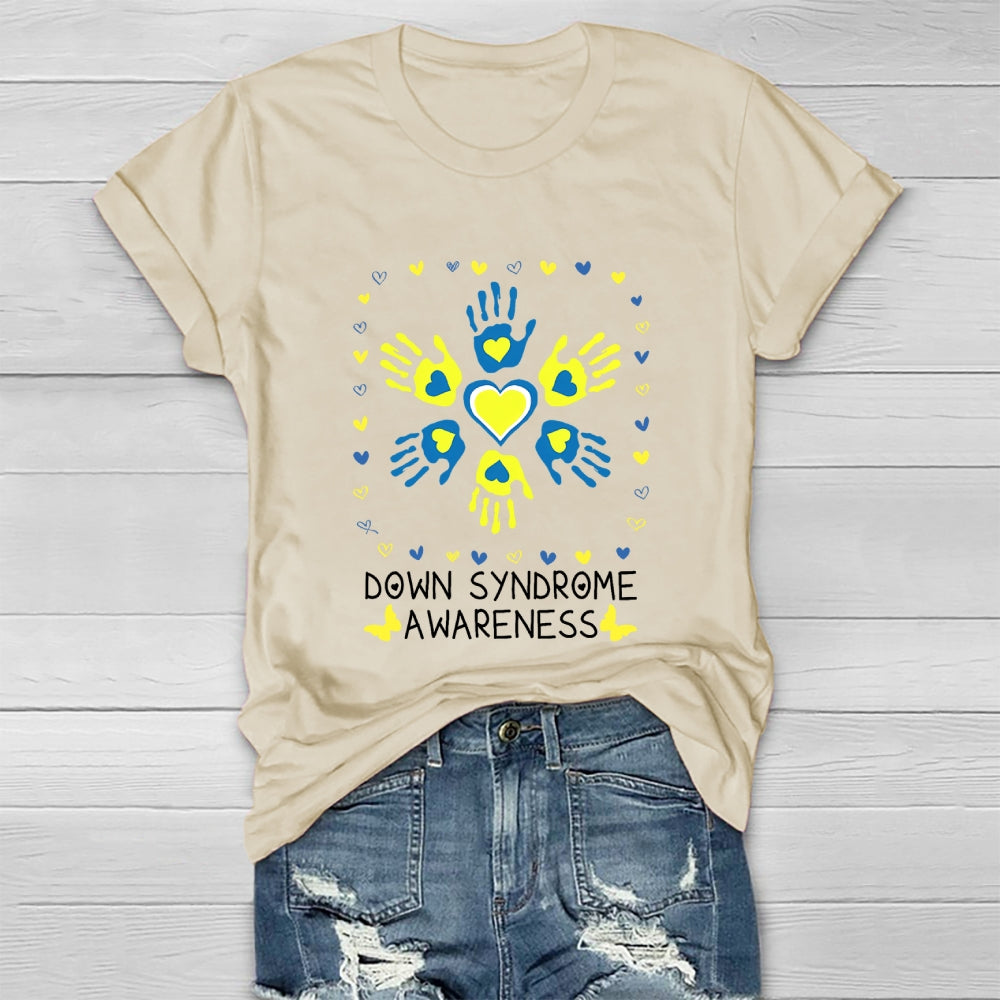 Down Syndrome Awareness Handprint Love Healthwear T-shirt