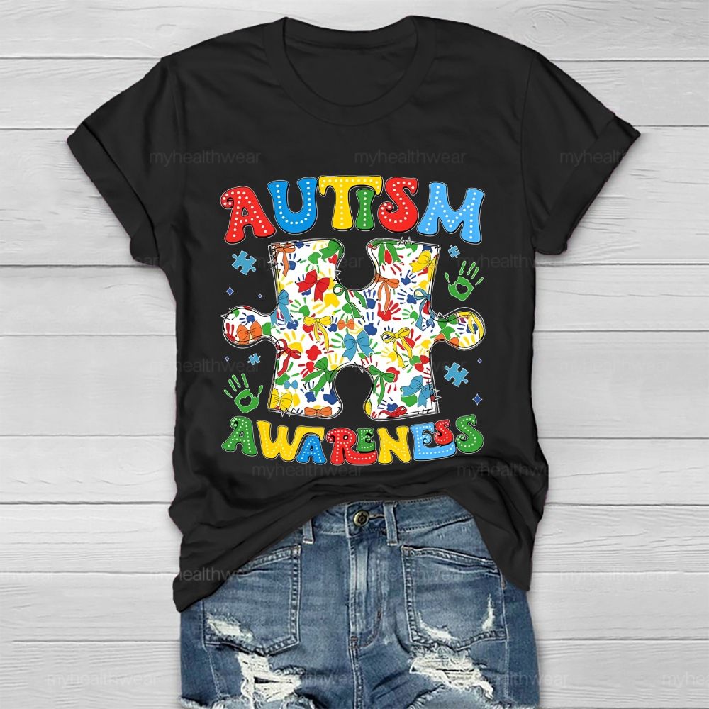 Autism Awareness Puzzle Ribbon Healthwear T-shirt
