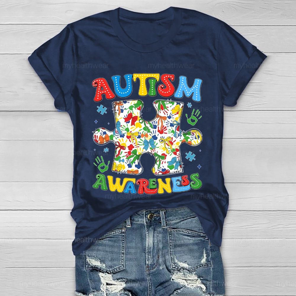 Autism Awareness Puzzle Ribbon Healthwear T-shirt
