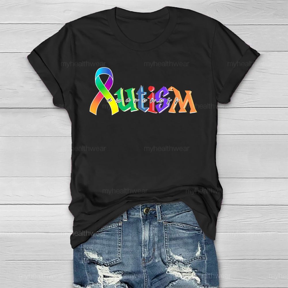 Autism Awareness Colorful Letters Healthwear T-shirt