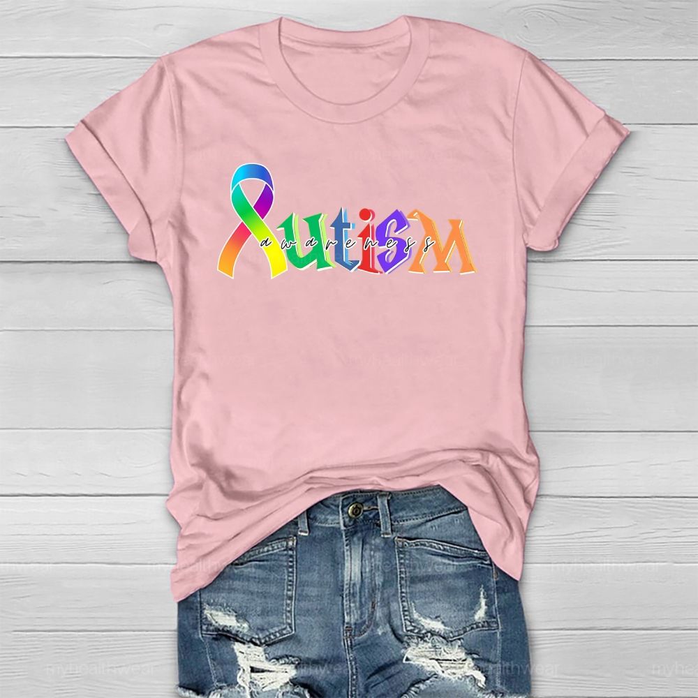 Autism Awareness Colorful Letters Healthwear T-shirt