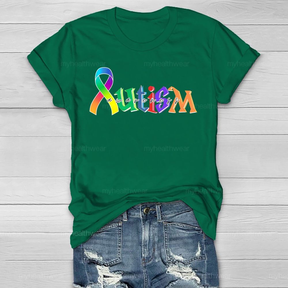 Autism Awareness Colorful Letters Healthwear T-shirt