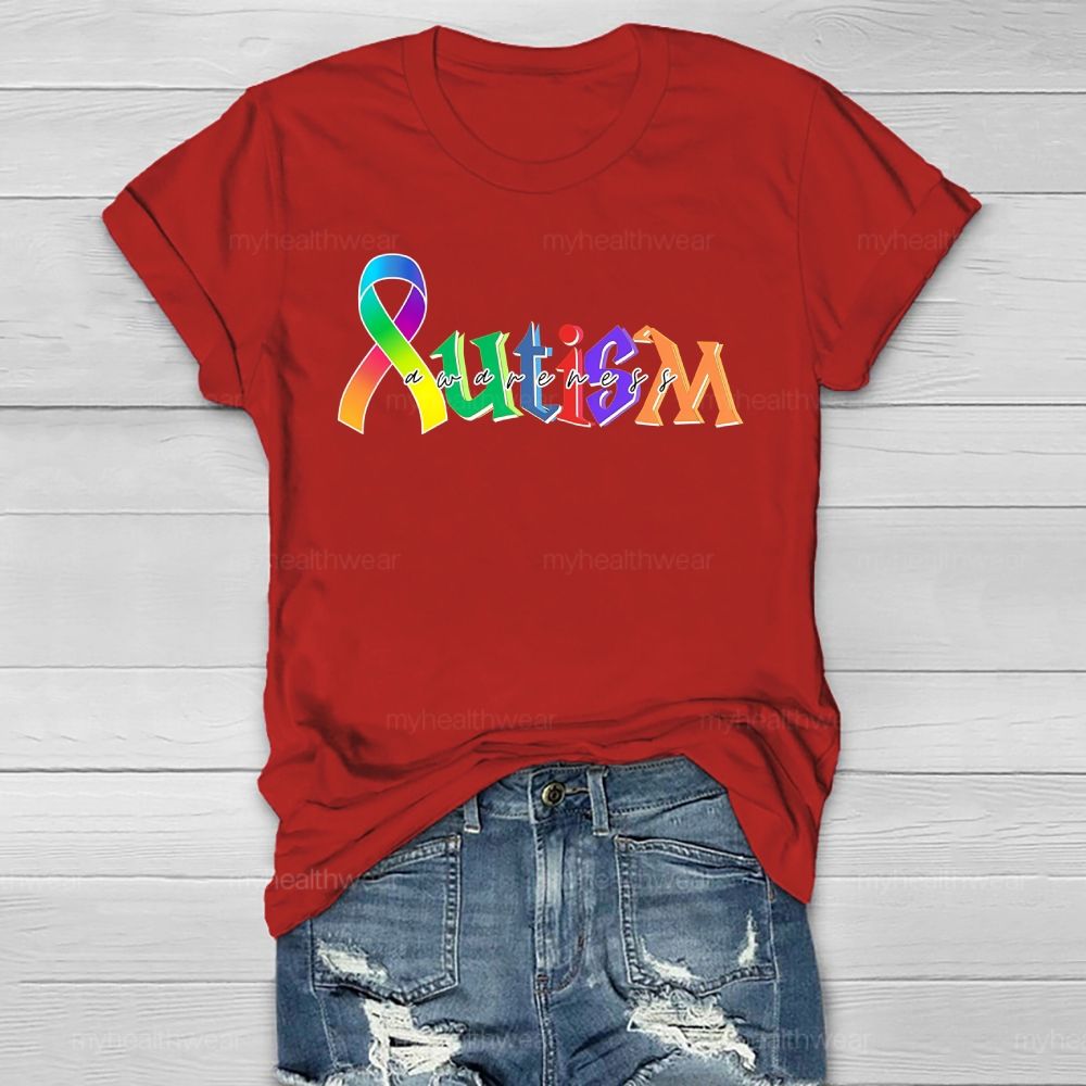 Autism Awareness Colorful Letters Healthwear T-shirt