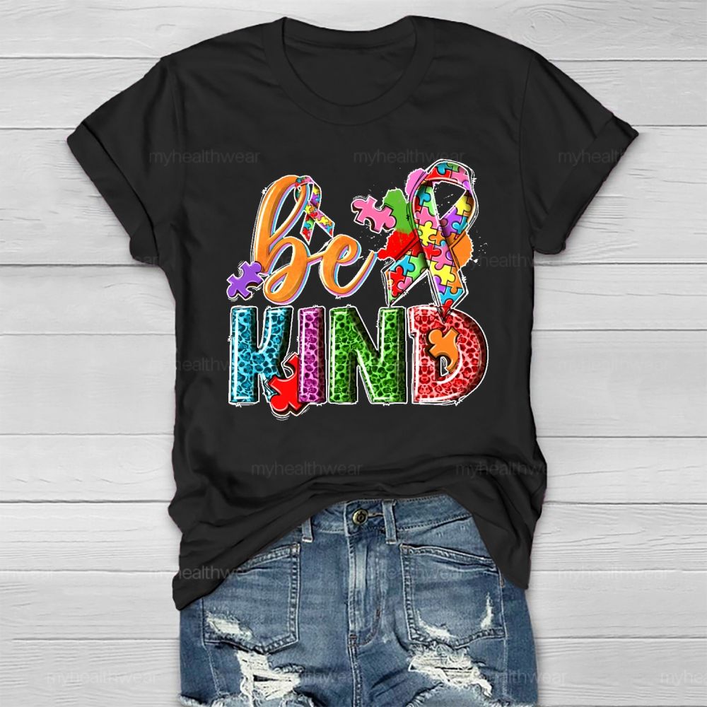 Be Kind Puzzle Ribbon Healthwear T-shirt