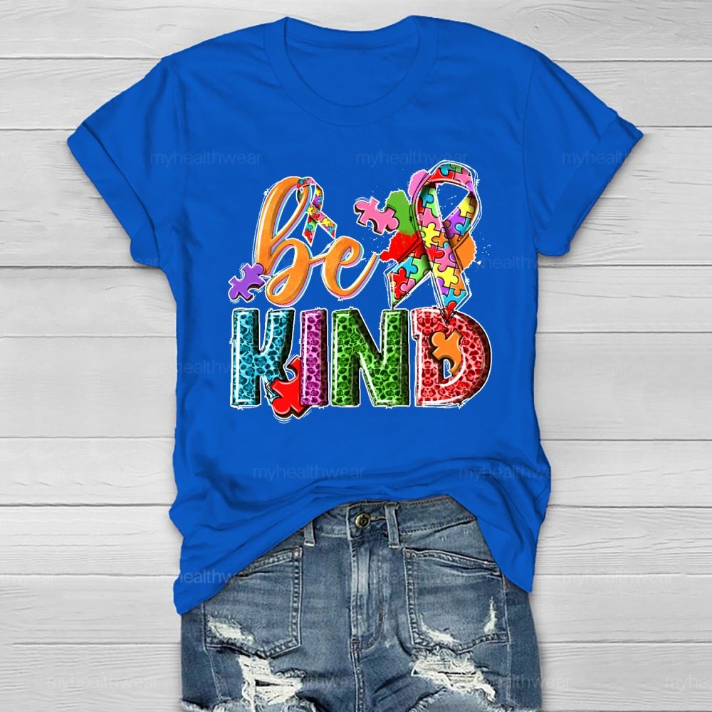 Be Kind Puzzle Ribbon Healthwear T-shirt