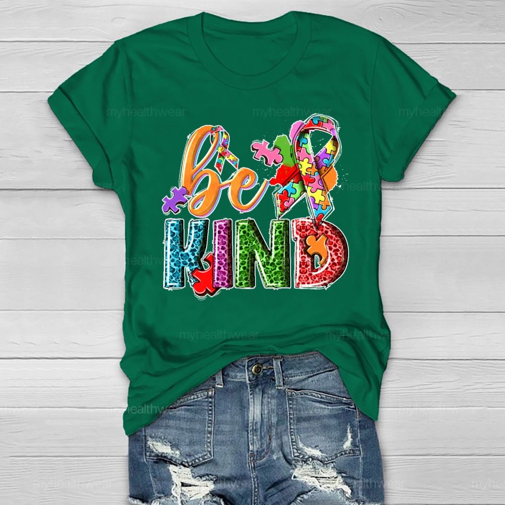 Be Kind Puzzle Ribbon Healthwear T-shirt